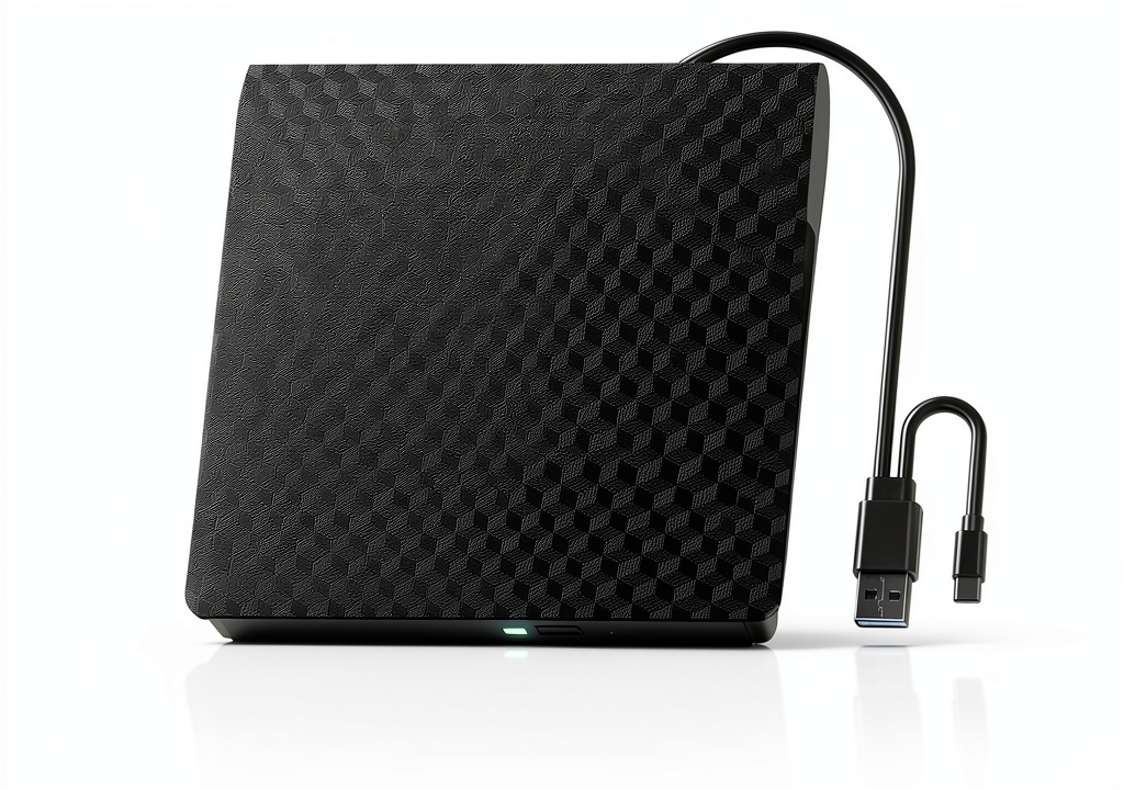 Yaeonku Blu-ray drive connected to a laptop in a coffee shop