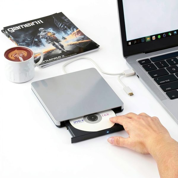 Dainty External Blu-ray Drives Silver Laptop PC-1